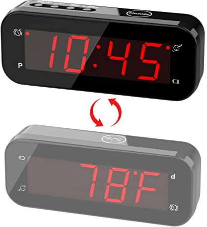 KWANWA Digitaler Reisewecker mit Temperaturanzeige – Batteriebetrieben, 3-stufige Helligkeit/Snooze/Leise & Tickenfrei – Kompakter Digitaler Wecker für Zuhause & Unterwegs (12/24h)
