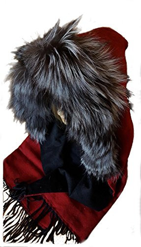 MERRYLAND Kapuzenschal Echt Fell Fellstreifen Schal Kapuzenstreifen Stola Kapuze Fur Hoodie Echtfell Schalmütze