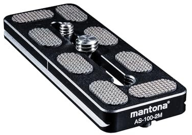 Mantona AS-100-2M Schnellwechselplatte Arca-Swiss kompatibel, 100x38mm mit Schrauben und Mittenmarkierung