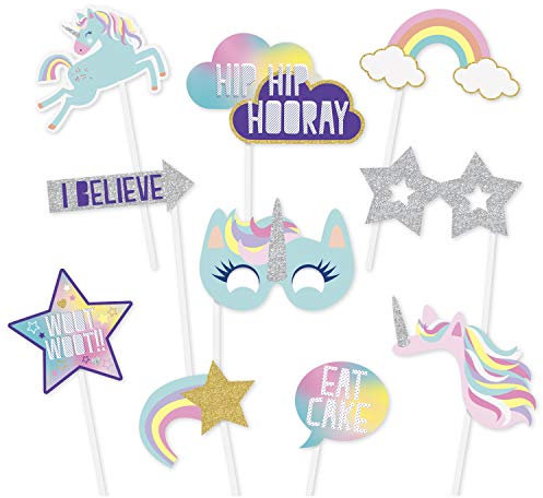 Unique Party 72509 - Accessoires de Photomaton - Fête à Thème de Licorne - Set de 10 Pièces