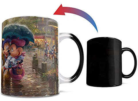 Morphing Mugs Disney – Mickey und Minnie Maus – Paris Frankreich – Thomas Kinkade – eine wärmeempfindliche Keramiktasse mit Farbwechsel, 325 ml – Bild wird angezeigt, wenn heiße Flüssigkeit