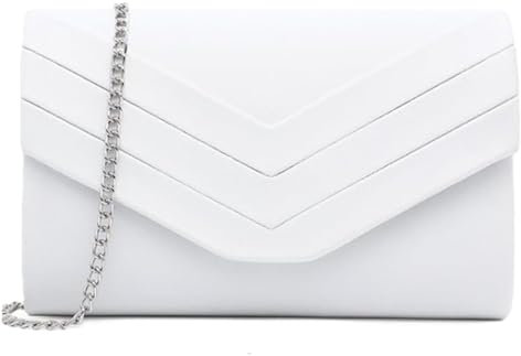 LeahWard Women's Faux Suede Leather Clutch Bag Wedding Bridal Prom Handbags 809 (White)