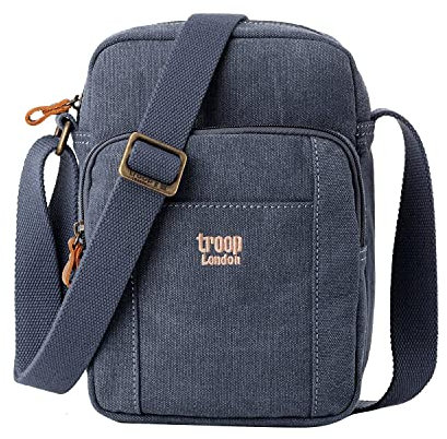 TRP0370 Troop London Classic Canvas Across Body Bag (Blue)