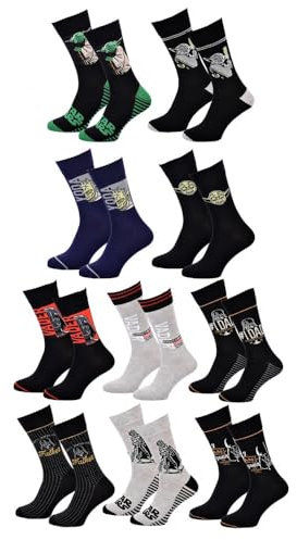 Disney Socks And Underwear - Herrensocken Star Wars aus Baumwolle – verschiedene Foto-Modelle je nach Verfügbarkeit – Mehrfarbig, Packung mit 10 Paaren, 43-46