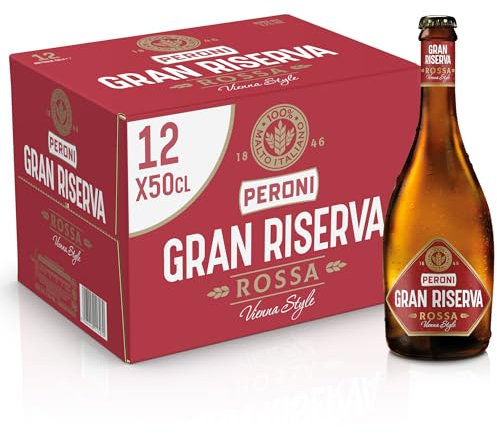 Peroni Birra Gran Riserva Rossa, Cassa con 12 Bottiglie da 50 cl, 6 L, Tipo Vienna Style dal Gusto Corposo con Aroma di Malto e Caramello, Gradazione Alcolica 5.2% Vol