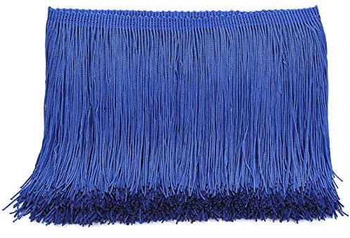 WELROG 10 Yards Länge 15cm/5.9” Breite Quaste Seidig Fransen Geschnitten Fransenborte Kostüm Quaste trimmen Garment Apparel Spitzenborte Nähzubehör (Königsblau)