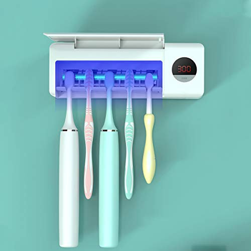 DSHOW UV-Zahnbürste Sanitizer, Zahnbürste Sanitizer Halter, Sterilisation & Timing-Funktionen, 2000mAh wiederaufladbare kabellose Wand montiert Zahnbürste Sterilisator für Bäder (Grün)