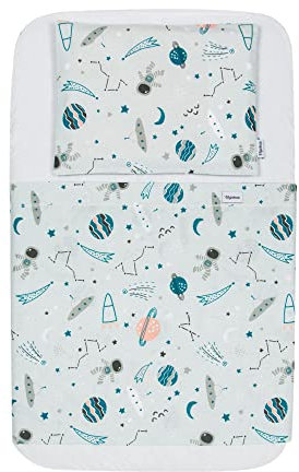 FlyIdeas Next2me Beistellbett Spannbettlaken 4 Teile Komplett-Set 83x50 cm mit wasserdichte Matratzenschoner - Kompatibel mit Baby Beistellbetten und Matratzen 50x83 und ähnlich, 100% Baumwolle