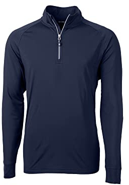 Cutter & Buck Long Sleeve Adapt Eco Knit Quarter Zip Pullover Chemise, Bleu Marine, L Homme