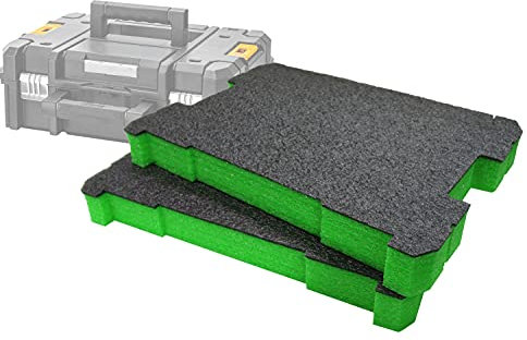 Shadow Foam TSTAK/ProStack Werkzeugkoffer-Einsatz [Doppelpack] anpassbarer Schaumstoff für DeWalt/Stanley Modular Systeme | Ideal für Lean, 5S, Kaizen & Custom Organizer (50mm, Grün)