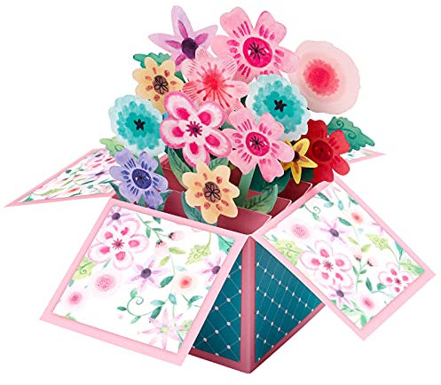 POPGIFTU® Pop-Up Blumenkarte - 3D Blumenkarte für Freundin, Frau oder Mutter,Geburtstagskarte, Gute Besserung - Popup Glückwunschkarte mit Umschlag Blumenstrauß