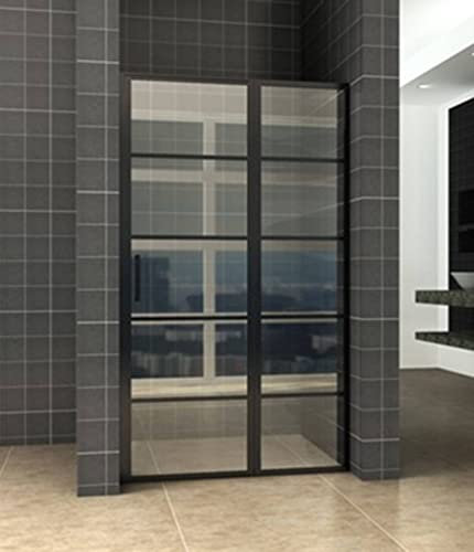 Saqu Industrial Black Duschtür Nischetür 100x200 cm Dusche Duschabtrennung Duschtrennwand Matttschwarz
