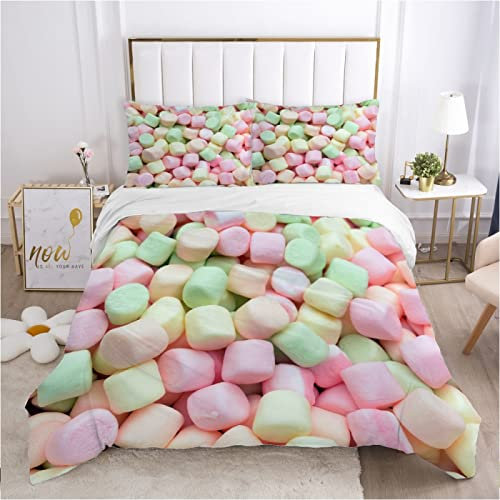 ZAHOCAI Bettwäsche 135x200 WeißEr Marshmallow + 2 Kopfkissenbezug 80x80 cm-Mit Verdecktem ReißVerschluss BettwäSche-Sets-Weiche bettwäsche Kinder Und Angenehme Schlafkomfort BettwäSche Set