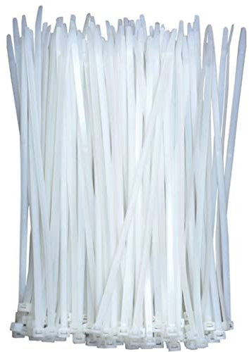KAXIMON White Cable Ties 250mm x 4.8mm (100 Pack), Clear Zip Ties Heavy Duty with 50lbs Tensile Strength, Self-Locking Nylon Plastic Wire Ties Wraps for Office, Household and Outdoor