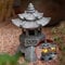 AURORAF Estilo japonés al Aire Libre Jardín Luces Linterna ，Luz Solar LED Adorno Jardín Farolillos Decoración Linterna Pagoda Al Aire Libre Estatua Balcón Lámpara de decoración Creativa(Color:A)
