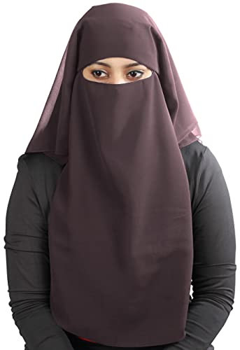 MyBatua 3 Schichten Saudi Niqab In Atmungsaktive Georgette, Großhandelspreis, 1pc Gesicht Schleier NQ-003, Schokoladenbraun, Einheitsgröße