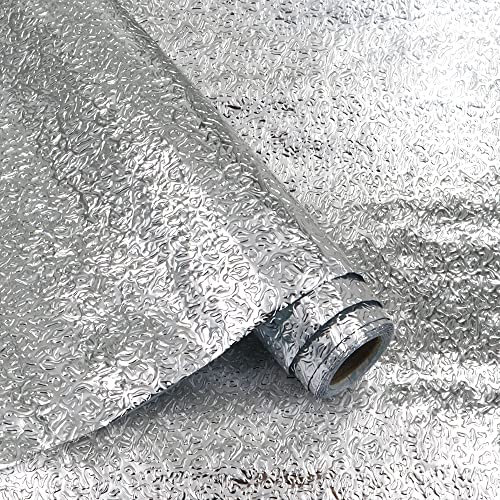 Thatyro Adesivi per paraschizzi da cucina, carta da parati autoadesiva, in alluminio, resistenti all'olio, resistenti al calore, adesivi da parete per cucina, piani di lavoro, cassetti, mensole (40 cm