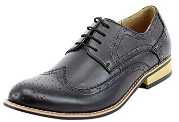 Herren-Schnürkleid aus Kunstleder, Schwarze Schuhe, Brogue-Vater-Sohn-Formelle Schuhe Größe 44