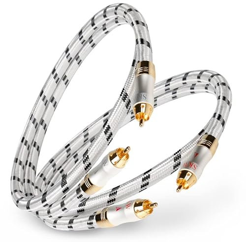SKW Flagship serie Cavo audio RCA, rame ad alta purezza con placcatura d'argento da 2RCA a 2RCA con diametro esterno di 10 mm Cavo RCA compatibile per CD, amplificatore, decoder - 1M