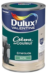 Dulux Valentine Crème de Couleur - Peinture multi-supports intérieure - Satin Emeraude 1,25 L