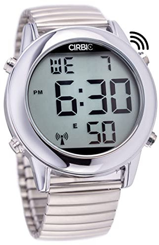 Cirbic Große, klare digitale Sprechuhr für Blinde, Sehbehinderte oder ältere Menschen (Silber)