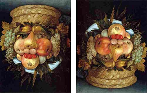 arcimboldo head with basket of fruit Art Poster Print A4