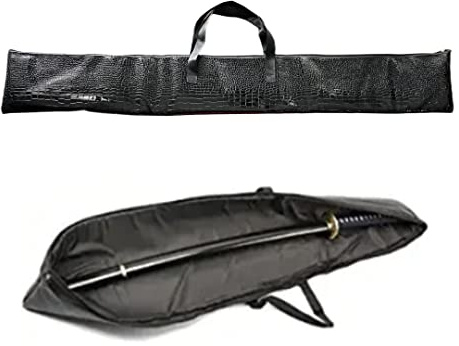 FLURSAILE PU Leather Sword Carrying Case Japanese Samurai Sword Bag Proctive Storage Case Katana Bokken Handbag Crocodile Pattern