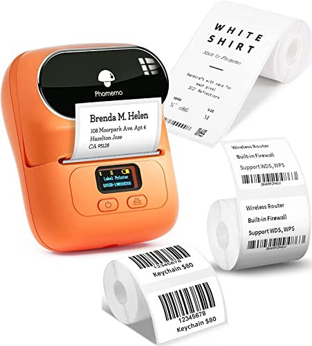 Phomemo M110 Etikettendrucker 3 EtikettenRollen, Beschriftungsgerät Selbstklebend für Telefon und PC, Bluetooth Etikettendrucker, Etikettiergerät für Zuhause, Büro und kleine Unternehmen