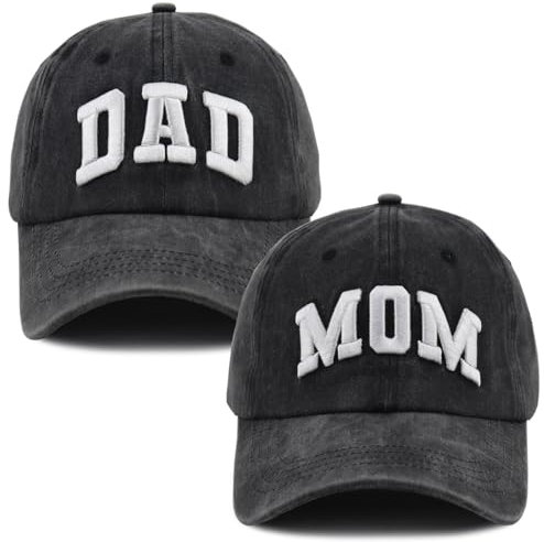 Baseballmützen für Männer und Frauen, 3D-bestickt, verstellbar, gewaschene Baumwolle, Vatertag, Muttertag, Geburtstag, Baseballkappe, Schwarz, Einheitsgröße