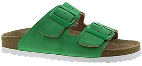 Piece of Mind Damen Pantolette, Grün, Lederdecksohle, EU 38