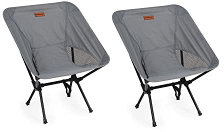 Rainberg Lot de 2 chaises de camping ultra légères pliantes, chaises de camping pour adultes, chaises de jardin pliantes pour pique-nique, barbecue (gris)