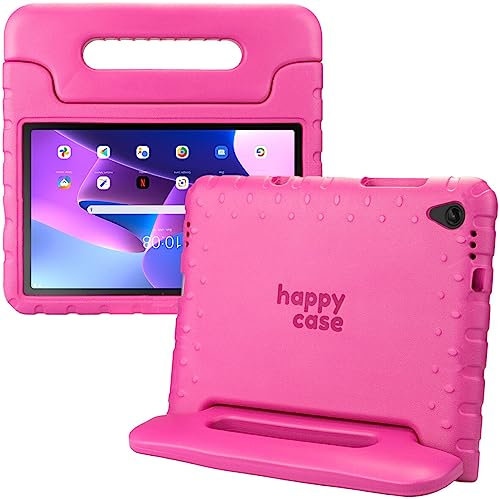 HappyCase Kinder Tablet Hülle Geeignet für Lenovo Tab M10 Plus/FHD Plus | Kinderfreundliche Hülle | Schutzhülle | Kinderhülle | mit Griff und Ständer | Rosa