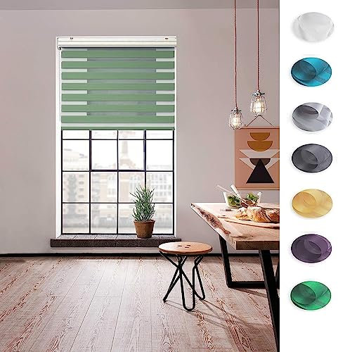 Lamellenvorhang 40 x 240 cm Sichtschutz, Lichtschutz, Blendschutz Faltrollo Plisseerollo mit Verstellbarer Kette für Schlafzimmer, Wohnzimmer, Grün