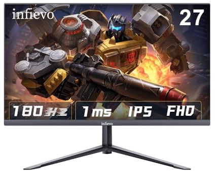INFIEVO Gaming Monitor, 27 Inches, FHD 1080P, Computer Monitor, 180 Hz, IPS, FreeSync, Ultra-Thin PC Monitor, VESA Compatible, Adjustable Tilt, Care Technology