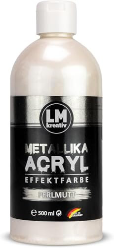 LM Metallika 500 ml Perlmutt - Acrylfarbe für Metallic Metall-Glanz, Effekt-Farbe Bastel-Farbe, Deko-Farbe metallisch glänzend