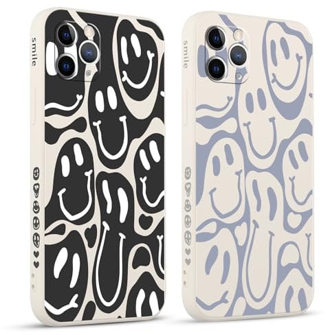 Pnakqil 2 Pezzi Cover per Apple iPhone 11 Pro 5.8 Divertente Smorfia Deformazione Sorriso Disegno Morbido Donne Protezione Sottile Anti Fotocamera Silicone TPU Custodia Morbida Antiurto Case