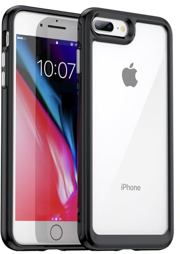 AWZHYDT for iPhone 7 Plus Case/iPhone 8 Plus Cover[ 360 Full Rubber Bumper & Transparent Back Cover] Anti-slip and anti-fingerprint Cover for iPhone 7 Plus/8 Plus 5.5(Black/Clear)