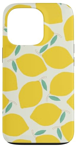 Lemon Pattern Pastel Fruit Art Yellow Phone Case for iPhone 13 Pro
