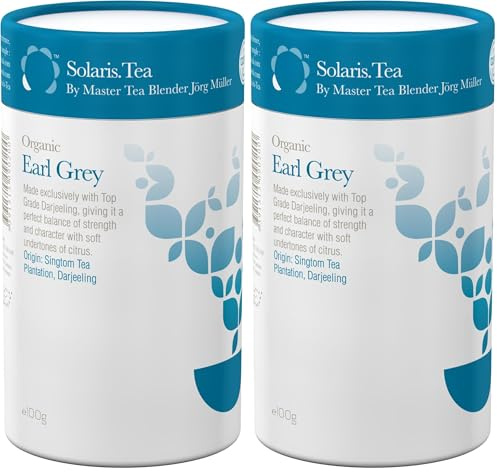Solaris Tea Organic Loose Whole Leaf Earl Grey 100 g (Pack of 2)