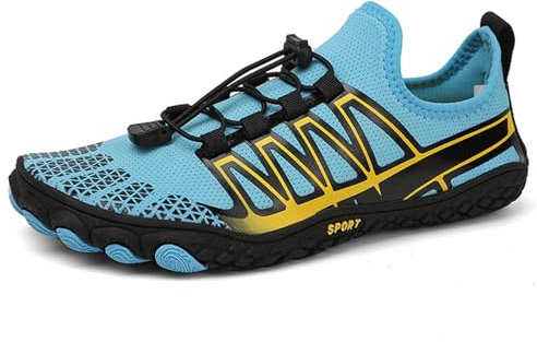 AONETIGER Badeschuhe Herren Wasserschuhe Damen Strandschuhe Sommer Atmungsaktiv Barfußschuhe rutschfeste Schwimmschuhe Surfschuhe Aquaschuhe Fitnessschuhe(705 Blau,45EU)
