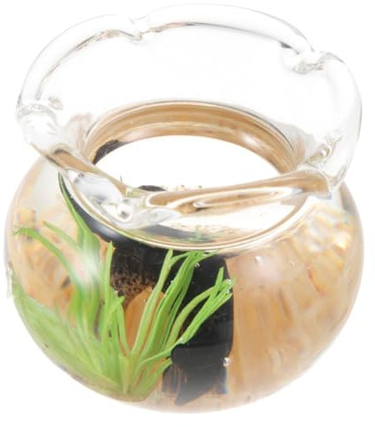 Abaodam Koi-Aquarium aus Glas 1 Zubehör im Maßstab 12 Goldfischglas Handgefertigt Mikrohaus Dekoration Miniaturhaus Heimzubehör Miniatur-Puppenhauszubehör Aquarium für Puppenhaus Haushalt