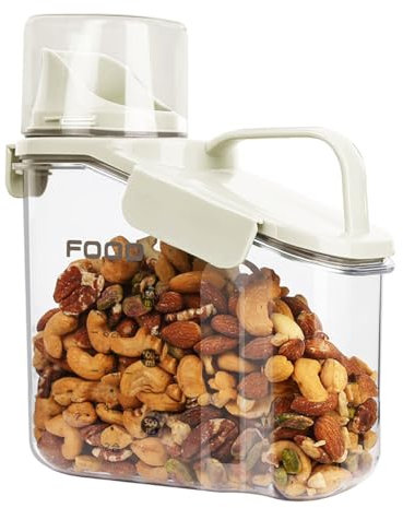 Contenedores Almacenamiento Cereales con Boquilla recipientes herméticos para alimentos con Tapa dispensador de cereales pequeño Botes Cocina Almacenaje para Nueces Arroz Harina 1.5L
