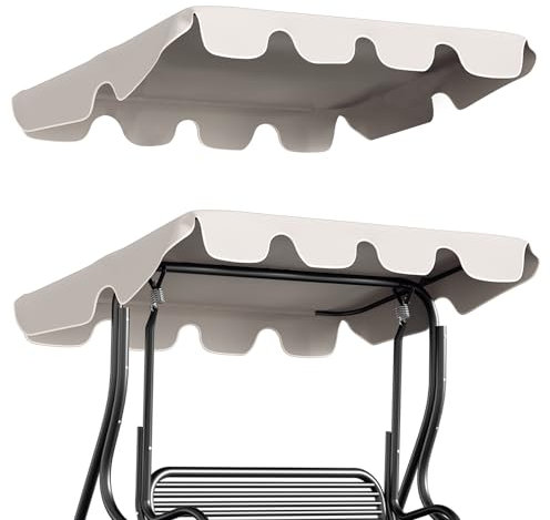 Izrielar Universal Sonnendach für Hollywoodschaukel, Sonnendach für Hollywoodschaukel Dach-Plane für Ersatzdach Gartenschaukel ca 210 x 145 cm 3-Sitzer| Beige