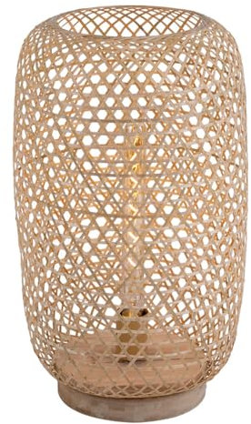 GLOBO LED Stehlampe Stehleuchte Holzlampe Beistellleuchte Holzleuchte, Bambus natur Bohostil Schalter, 1x E27 Filament LED warmweiß, DxH 31x55cm