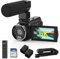 5K Video Camera Camcorder UHD 48MP 60FPS WiFi Vlog Camera for YouTube 10X Optical Zoom Camcorders with Remote Control, Handheld Stabilizer, Microphone, 2 Batteries, Large Aperture, 64 GB Memory Card