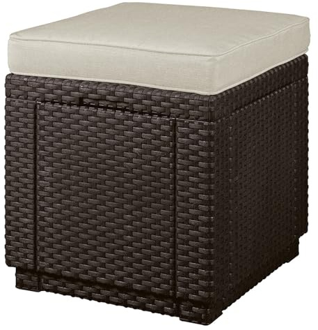 Keter Garden Seat, with Cushion, Storage Function, Brown, Cube with Cushion, 258810