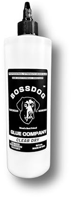 BOSSDOG Clear Dry Wood Glue, Strong Bond, Fast Drying, Cutting Board Safe, Dries Clear, Carpentry Projects, DIY Home Repair, Woodworking, Furniture Repair. Large Bottle, Made by a Maker, for Makers