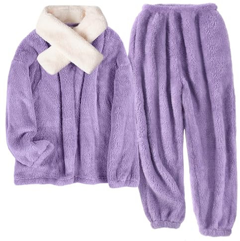 Tuopuda Tuta Donna Casual Due Pezzi Y2K Pigiama Natalizio, Sweat Felpa Invernale Felpata Calda, Abbigliamento Lunga Idee Regalo Natale Mamma Fidanzata, Viola-2, M