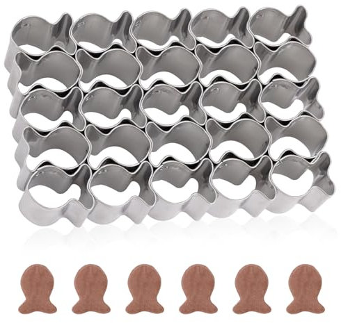 Tagliabiscotti per Pesce, Formine Biscotti Pesce 9,8x6,5x2cm con 25 Griglie Acciaio Inossidabile Formine per Biscotti Stampi per Pesci Rossi per Cuocere Biscotti con Animali Marini