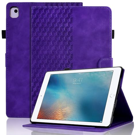 Vkooer Funda para iPad Pro 9.7 2016 (Modelo: A1673 A1674 A1675) Funda de Piel sintética de con función de Apagado y Encendido automático, Soporte de visualización multiángulo para Pro 9.7, púrpura